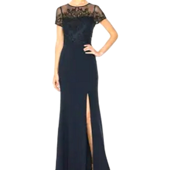 NWT Adrianna Papell Long Beaded Dress, Color Midnight, Size 6 - Picture 1 of 16